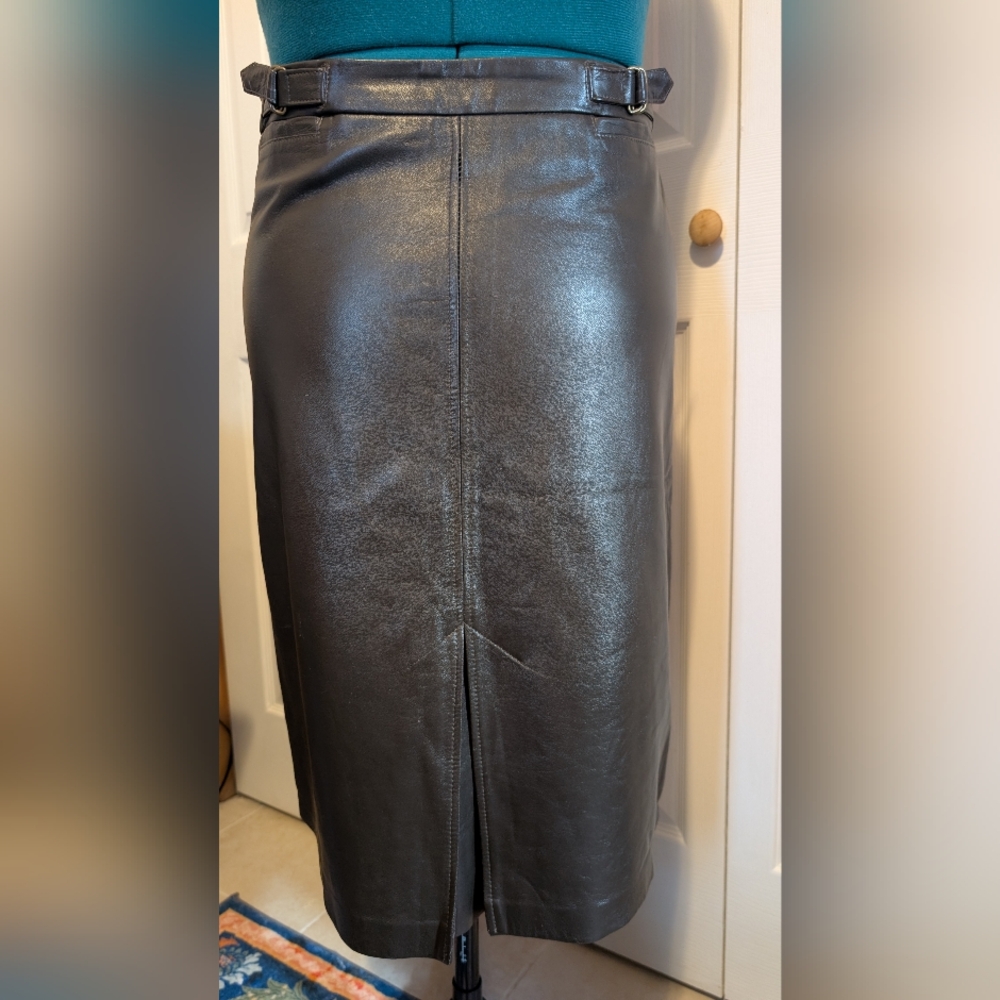 GAP Brown Real Leather Vintage 2001 Pencil Skirt